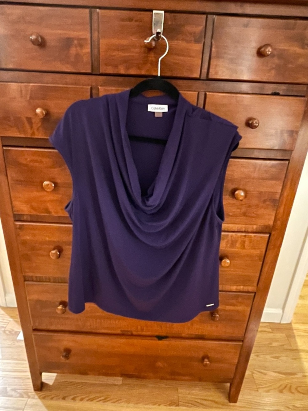 Calvin Klein cap sleeve top, deep royal purple, size 1X